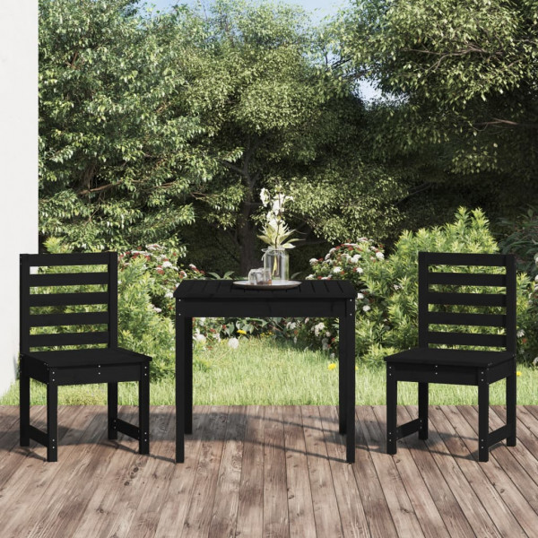 Mesa y sillas de jardín 3 piezas madera maciza de pino negro D