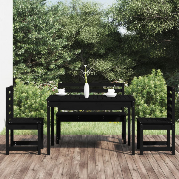 Jardim de jantar 4 peças madeira maciça pinheiro preto D