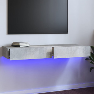Mueble para TV con luces LED gris hormigón 120x35x15.5 cm D