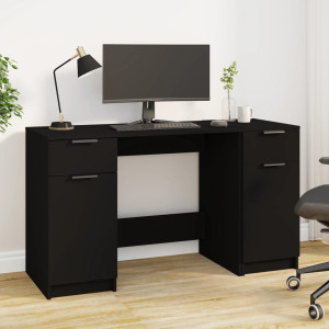 Escritorio con armario lateral madera contrachapada negro D