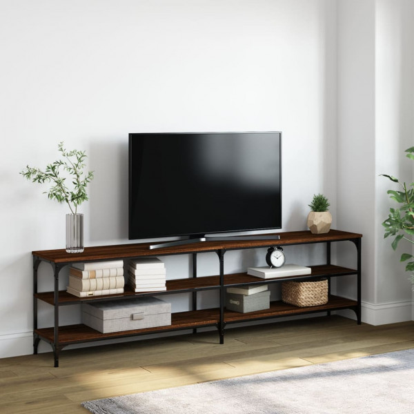 Móvel de televisão de madeira e contraplacado castanho 180x30x50cm D