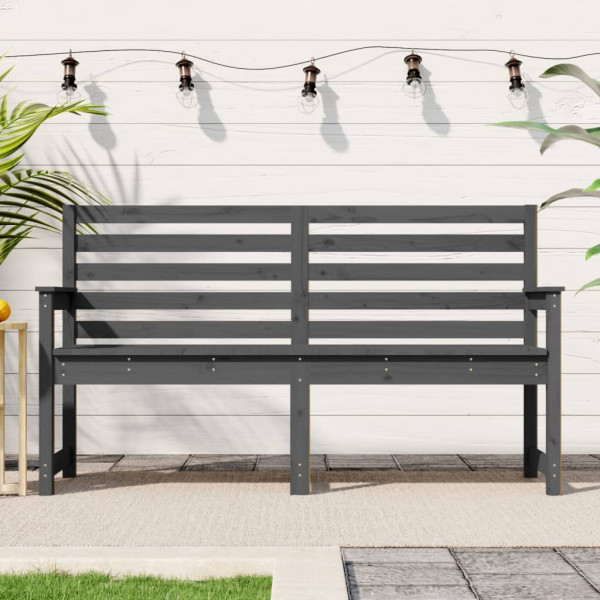 Banco de jardim madeira maciça de pinho cinza 159.5x48x91.5 cm D