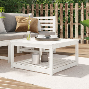 Mesa de jardín madera maciza pino blanco 82.5x82.5x45 cm D