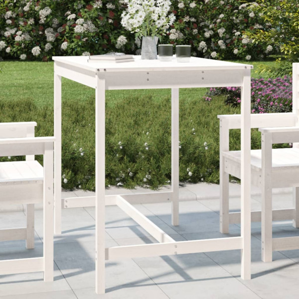 Mesa de jardim em madeira maciça de pinho branco 121x82,5x110 cm D