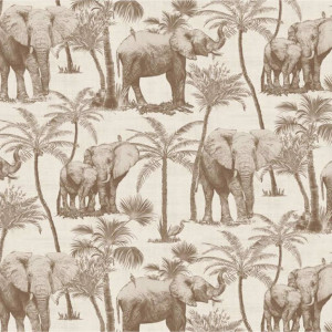 DUTCH WALLCOVERINGS Papel de pared bosque de elefantes beige D