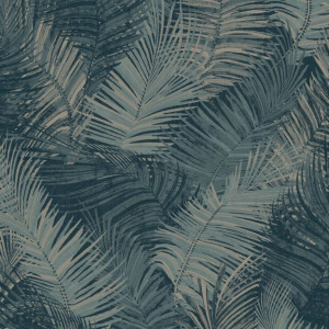 DUTCH WALLCOVERINGS Papel de pared Palm azul petróleo D