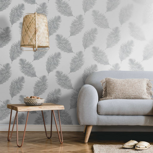 DUTCH WALLCOVERINGS Papel pintado Fawning Feather gris claro D