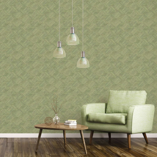 Evergreen Papel pintado Wicker Natural verde D