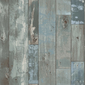 DUTCH WALLCOVERINGS Papel de parede pintado pedaços de madeira cinza e azul D