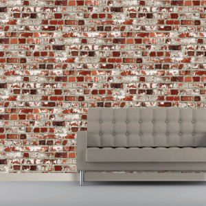 DUTCH WALLCOVERINGS Papel de parede de tijolo vermelho D