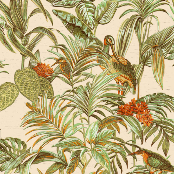 DUTCH WALLCOVERINGS Papel de parede verde Bird-of-Paradise D