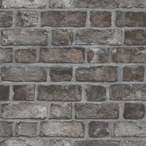 Homestyle Papel pintado Brick Wall preto e cinza D