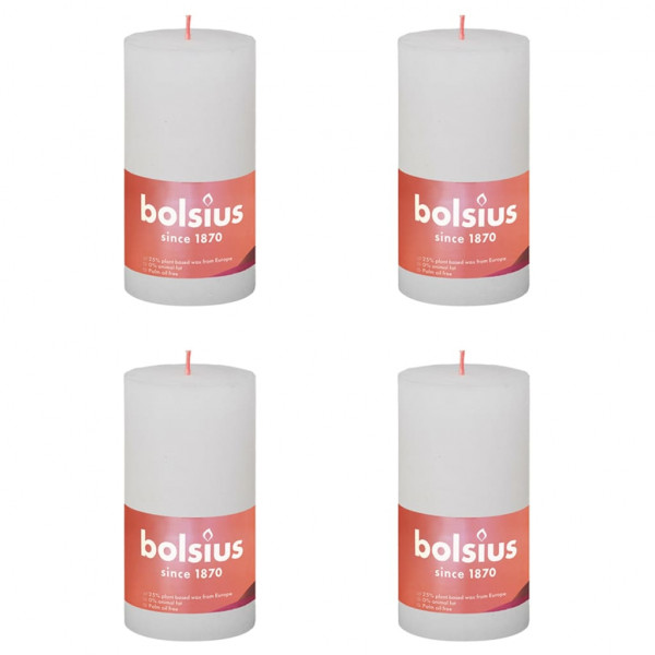 Bolsius Velas rústicas Shine 4 unidades branco turvo 130x68 mm D