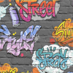 DUTCH WALLCOVERINGS Papel de parede design graffiti multicolor L179-01 D