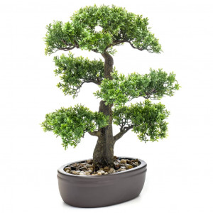 Emerald Mini bonsai de ficus artificial em pote marrom 43 cm D