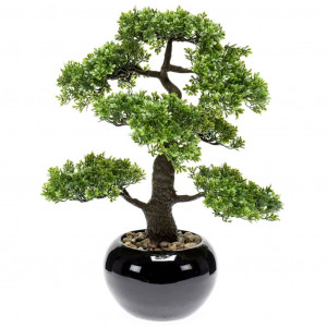 Emerald Mini bonsai artificial Ficus verde 47 cm 420006 D
