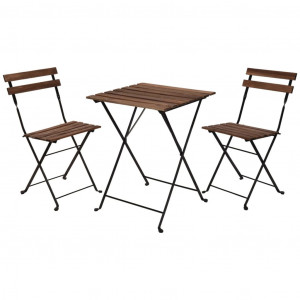 ProGarden Mesa e cadeiras de bistro 3 peças preto D