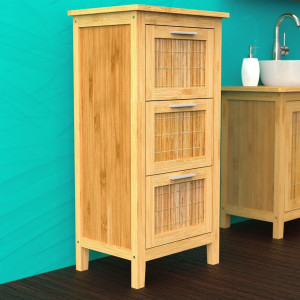 EISL Mueble de cuarto de baño con 3 cajones de bambú 30x42x82 cm D
