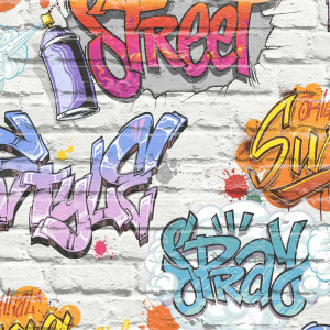 DUTCH WALLCOVERINGS Papel de pared diseño graffiti multicolor L179-05 D