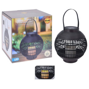 ProGarden Lanterna solar LED com vela de vime preta D