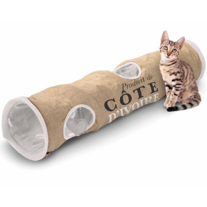 D&D Túnel para gatos Cote d'Ivoire 25x120cm marrón y blanco 434/436448 D