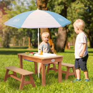 AXI Mesa de picnic arena/agua Dennis con cocina de juguete y bancos D