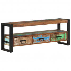 Mueble de TV madera maciza reciclada 120x30x45 cm D