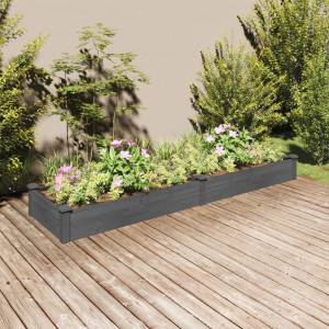 Jardinera arriate con forro madera abeto gris 240x60x25 cm D