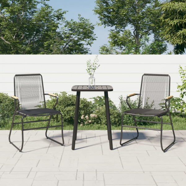 Cadeiras de jardim 2 unidades rattan PVC preto 58x59x85,5 cm D