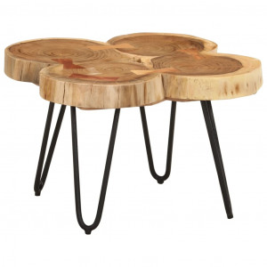 Mesa de centro 4 troncos madera maciza acacia 36 cm D