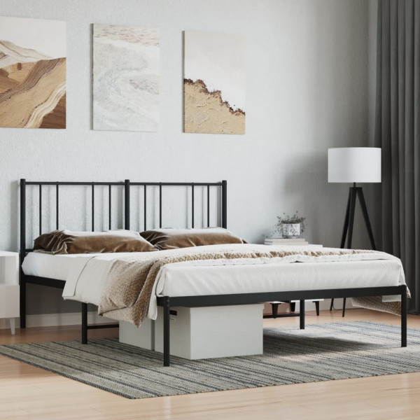Estrutura de cama com cabeçote de metal preto 140x200 cm D