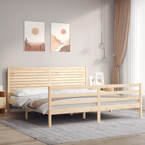 Estructura de cama con cabecero madera maciza 200x200 cm D