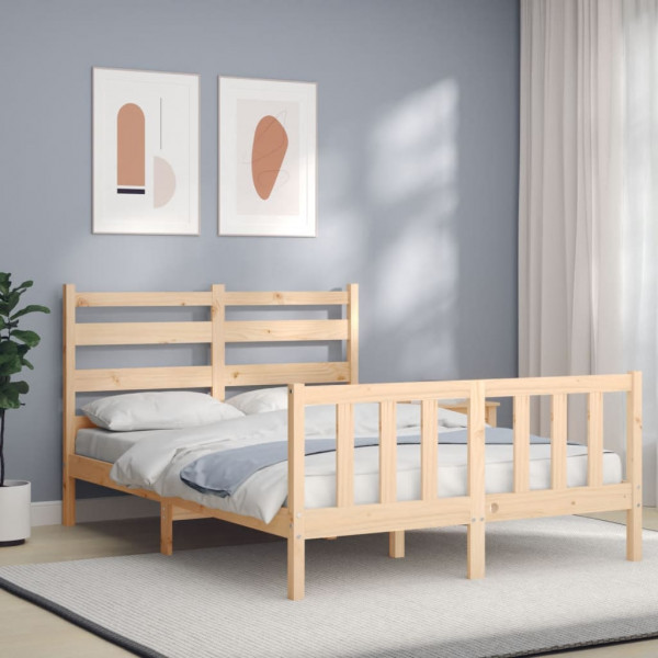 Estructura de cama con cabecero madera maciza 120x200 cm D