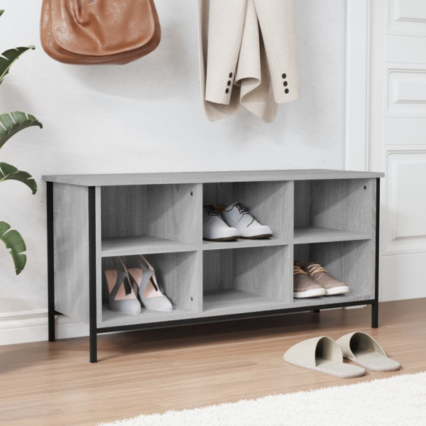 Mueble zapatero madera contrachapada gris Sonoma 100x35x50 cm D