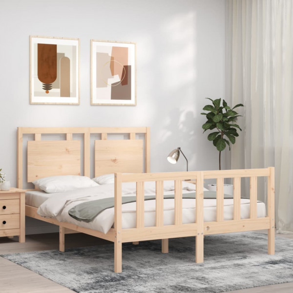 Estrutura de cama com cabeçalho de madeira maciça 140x190 cm D