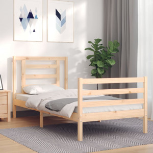 Estructura de cama individual con cabecero madera maciza D