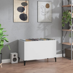 Mueble para discos madera contrachapada blanco 74.5x38x48 cm D