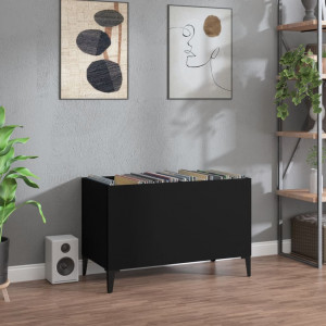 Mueble para discos madera contrachapada negro 74.5x38x48 cm D