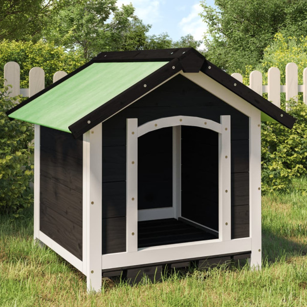 Casa para cães madeira maciça de pinho cinzento 65x65x61,5 cm D