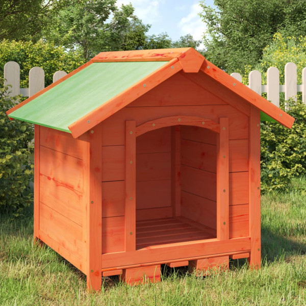 Casa para cães madeira maciça de pinho marrom 65x65x61,5 cm D