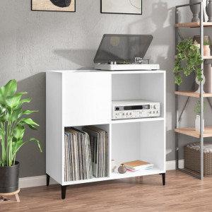 Mueble para discos madera contrachapada blanco 84.5x38x89 cm D