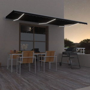 Toldo automático LED sensor de viento gris antracita 600x350 cm D