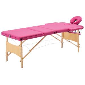 Camilla de masaje plegable 3 zonas madera rosa D