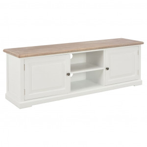 Mueble de TV madera contrachapada blanco 110x30x40 cm D
