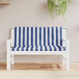 Almofadas para banco de jardim 2 unidades de tecido listrado azul branco 120x50x7 cm D