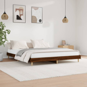 Estructura de cama madera contrachapada marrón roble 180x200 cm