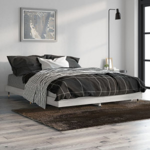 Estructura de cama madera contrachapada gris Sonoma 135x190 cm D