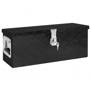 Caja de almacenaje de aluminio negro 60x23.5x23 cm D