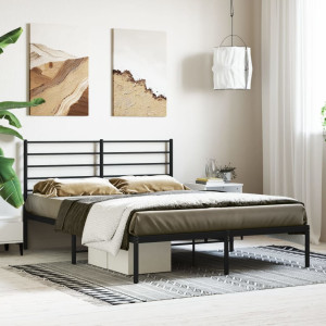 Estructura de cama con cabecero metal negro 140x190 cm D