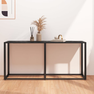 Mesa consola vidrio templado mármol negro 160x35x75.5 cm D